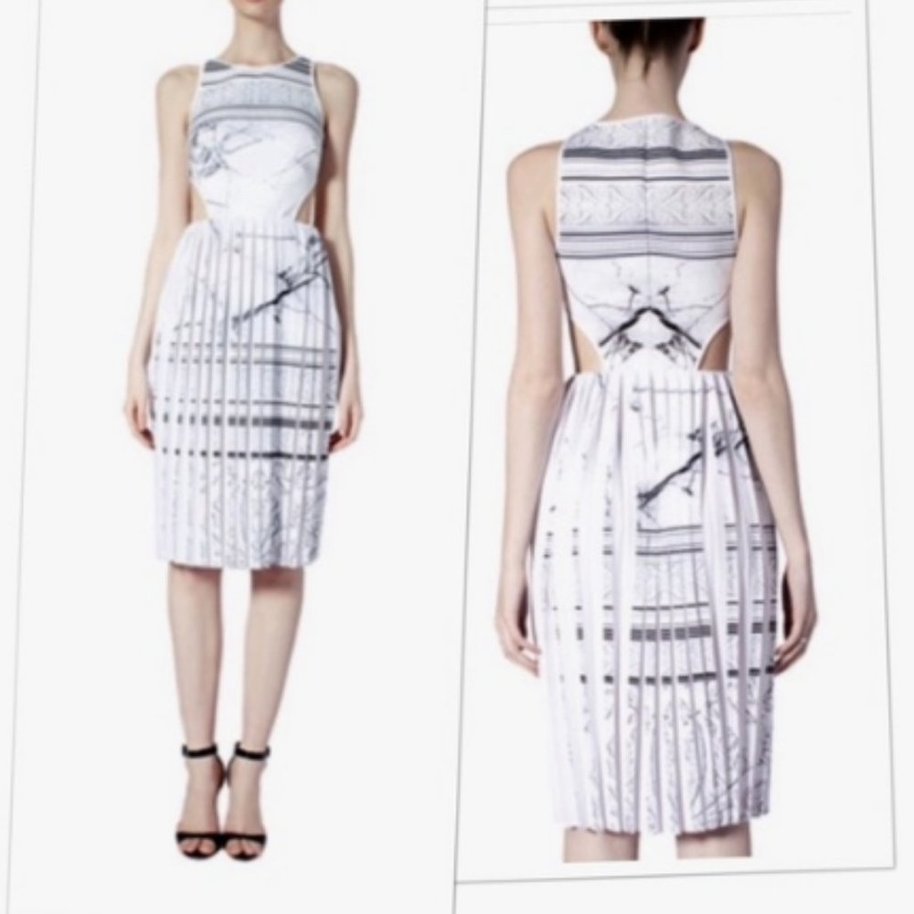 Clover Canyon White Marble Pleated Dress